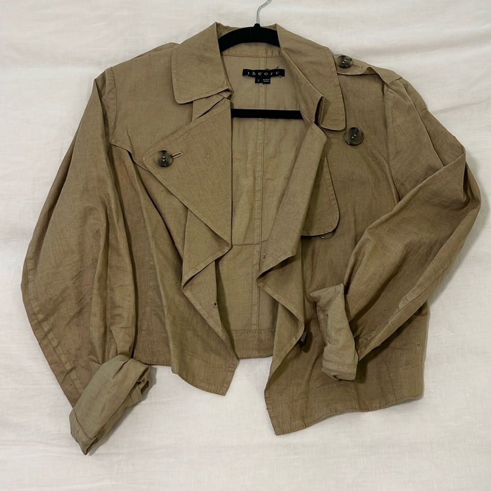 Theory 100% linen cropped jacket